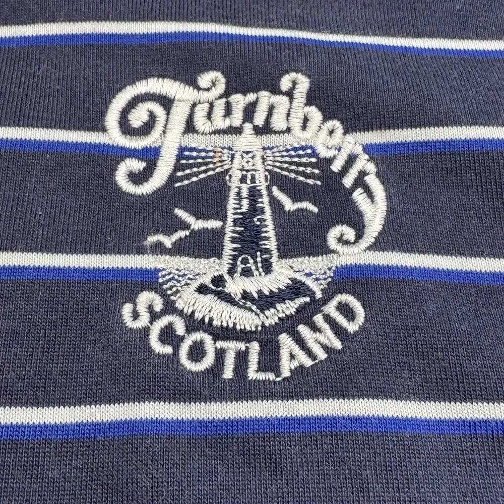 Polo Ralph Lauren Shirt Men L Moisture Wicking Blue Stripe Turnberry Golf Club